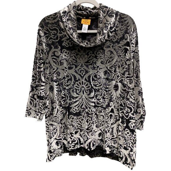 Ruby Rd. Tops - Ruby Rd Womens Top Large Petite Silver Black Floral Burnout Velvet Whimsygoth